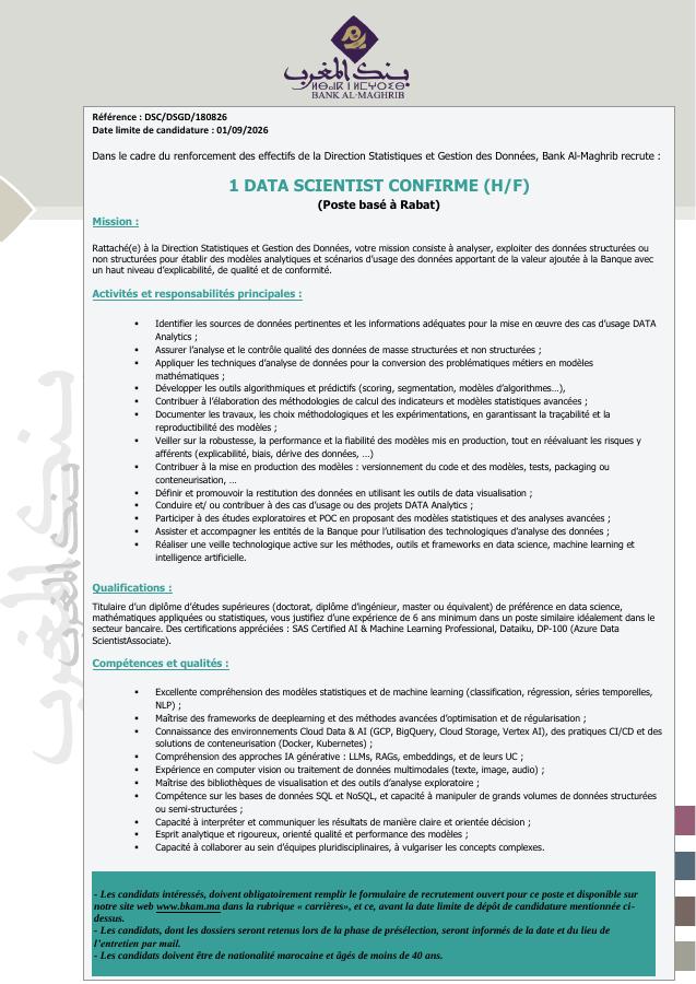 Aperçu du document officiel pour Bank Al-Maghrib: vague de 10 concours publics