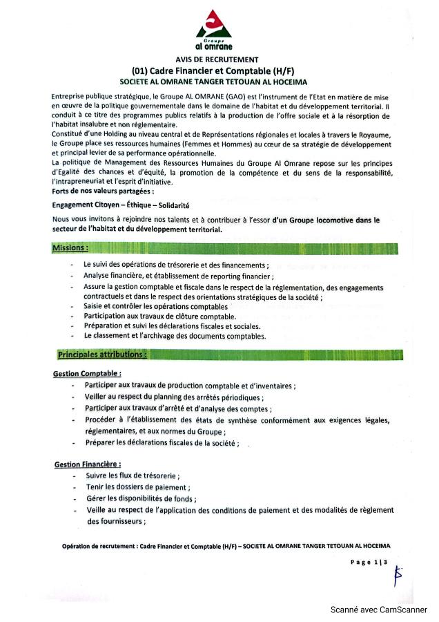 Aperçu du document officiel pour Holding d'Aménagement Al Omrane: vague de 9 concours publics