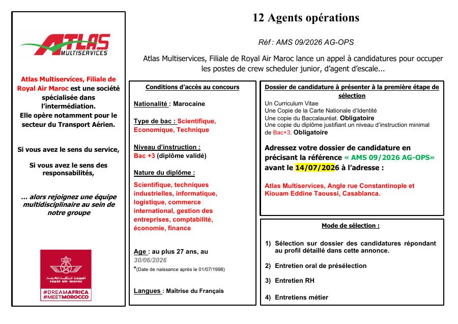 Aperçu du document officiel pour Atlas Multiservices: 12 postes ouverts
